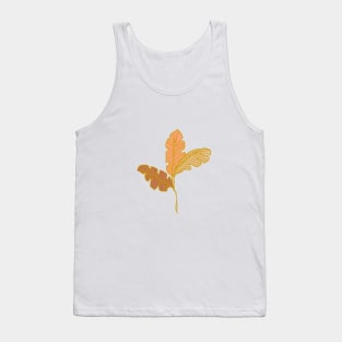 Contour Line Leaves on Blue Tank Top